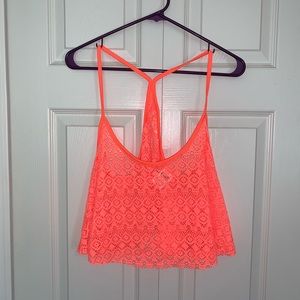 EUC PINK neon cover up tank top